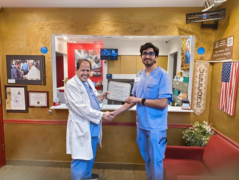Medical professionals celebrating achievement