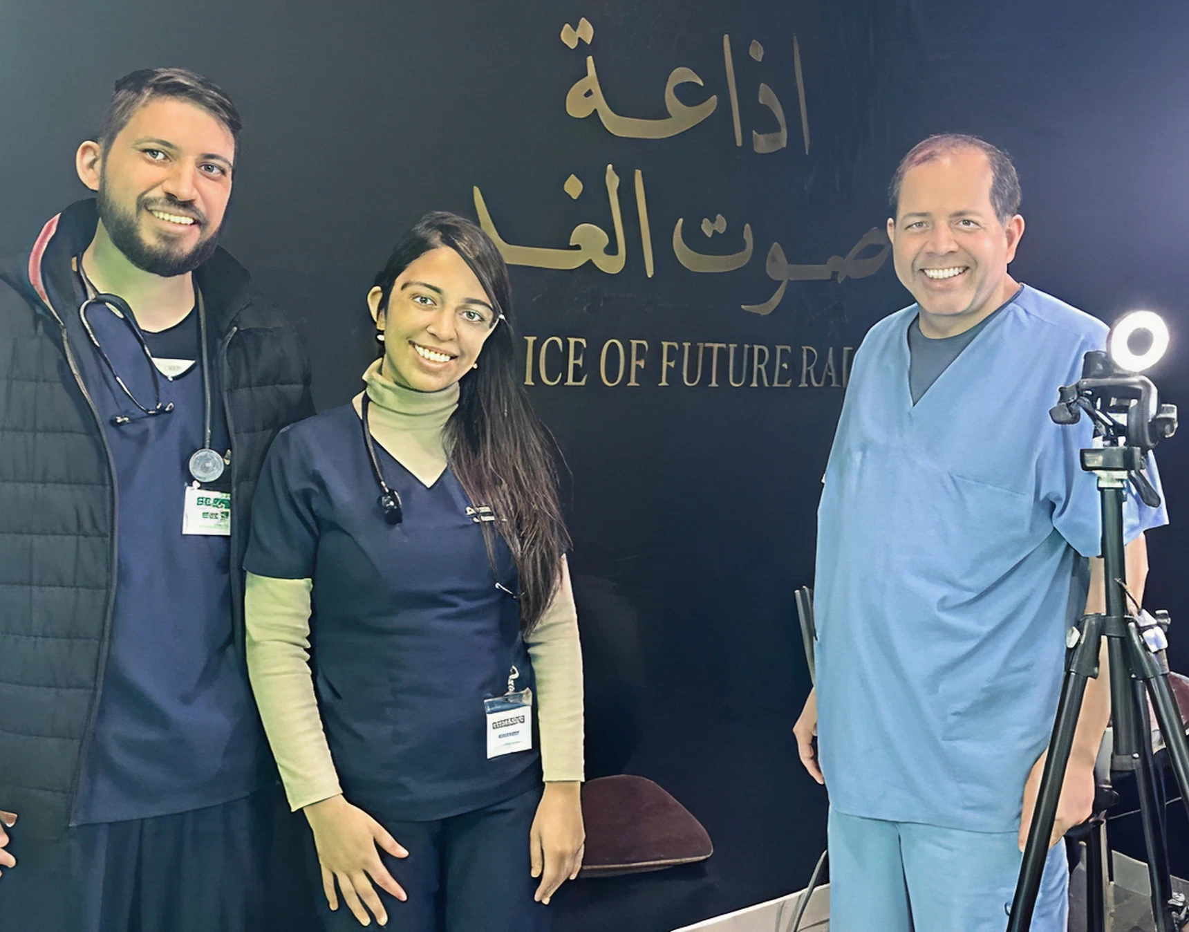 Doctors smiling in a clinical setting
